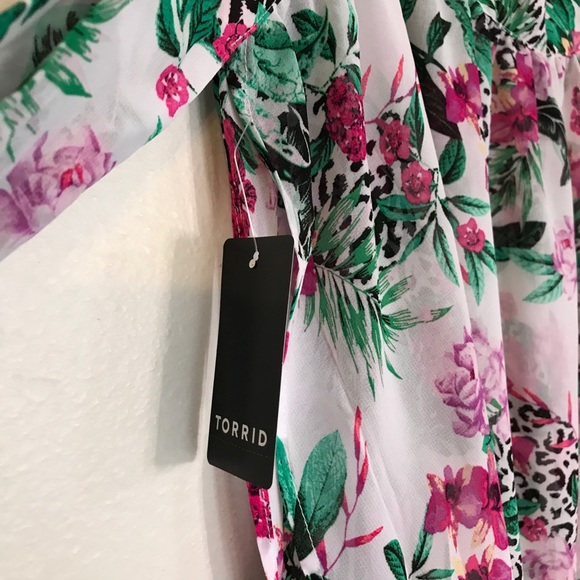 Torrid White Tropical Leopard Chiffon Sarong Swim - Picture 8 of 8